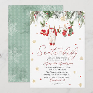 Invitación Santa acuarela bebé invierno Cumpleaños de bebé fu