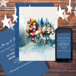 Invitación Santa acuarela festiva con burros