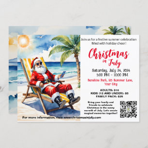 Invitación Santa al sol fiesta de verano Navidad australiana