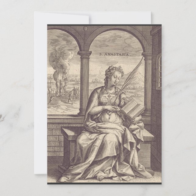 Invitación Santa Anastasia santa y mártir cristiana (Anverso)