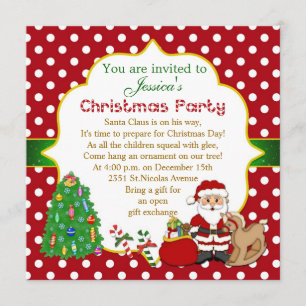 Invitación Santa, árbol, caballo mecedora embroma a la fiesta