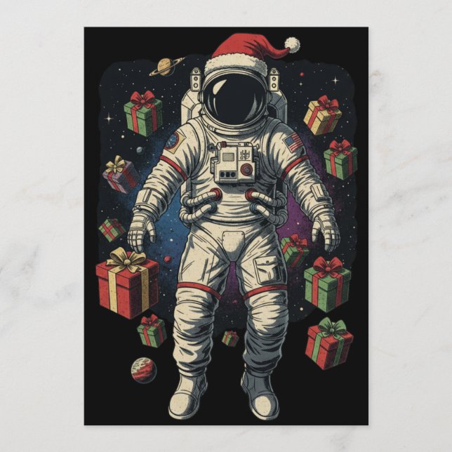 Invitación Santa Astronauta Navidad  (Anverso)