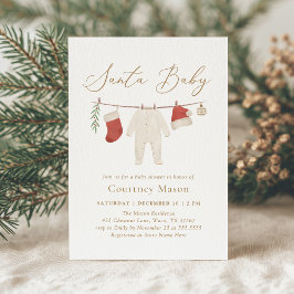 Invitación Santa Baby Christmas Baby Clothes Baby Shower