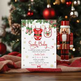 Invitación Santa Baby Christmas Baby Shower Invitation