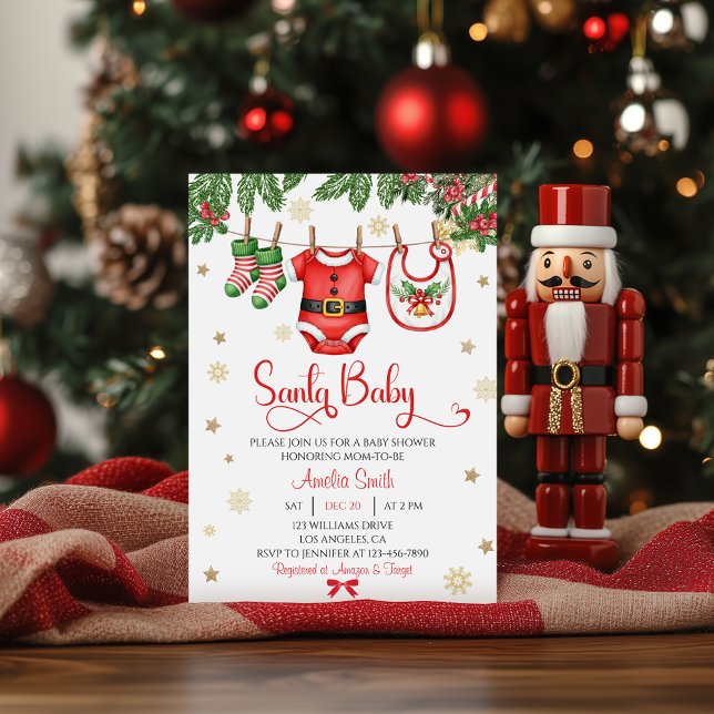 Invitación Santa Baby Christmas Baby Shower Invitation (Subido por el creador)