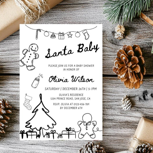 Invitación Santa Baby Christmas Baby Shower Party (Subido por el creador)