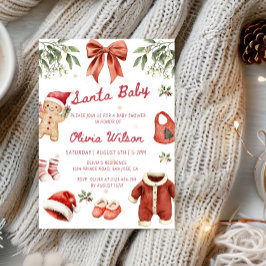 Invitación Santa Baby Christmas Baby Shower Party