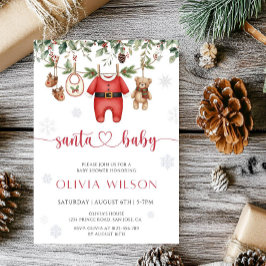 Invitación Santa Baby Christmas Baby Shower Party