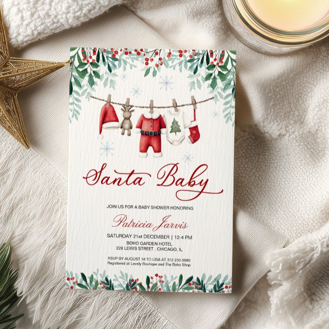 Invitación Santa Baby Christmas Boy Baby Shower (Subido por el creador)