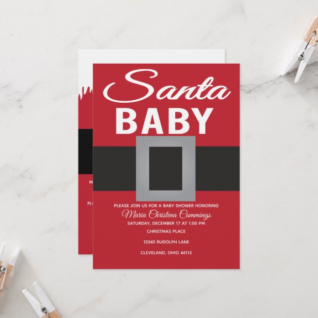 Invitación Santa Baby Christmas Time Baby Shower (Anverso/Reverso In Situ)