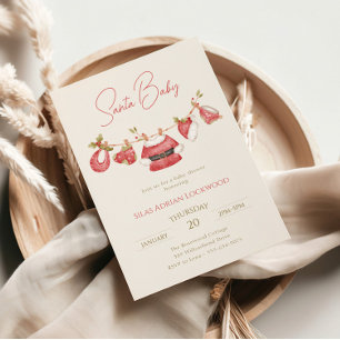 Invitación Santa Baby Clothes Winter Boy Baby Shower