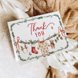 Invitación Santa Baby Clothesline Baby Shower Thank You