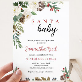 Invitación Santa Baby de Navidad Género Neutral Baño de Bebé