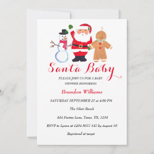 Invitación Santa Baby diciembre invierno rojo Baby shower 