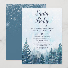 Invitación Santa Baby Fiesta de Bebé Bosque de Invierno
