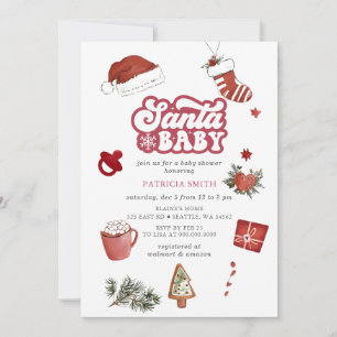 Invitación Santa Baby Fiesta de Bebé de Navidad sin género