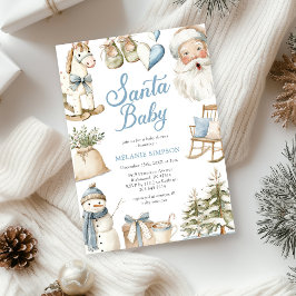 Invitación Santa Baby Fiesta de Bebé en Navidad