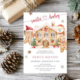 Invitación Santa Baby Gingerbread Boy Christmas Baby Shower 
