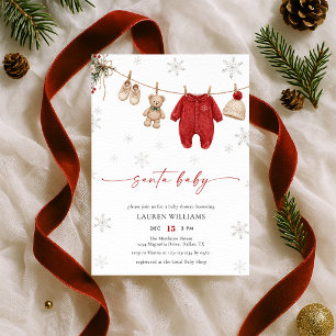 Invitación Santa Baby Invierno Fiesta de Bebé Navidad