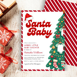 Invitación Santa Baby Merry Little Navidad Baby Shower
