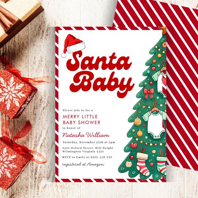Invitación Santa Baby Merry Little Navidad Baby Shower (Subido por el creador)