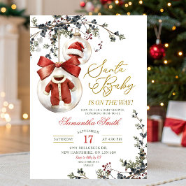 Invitación Santa Baby Minimalist Winter Baubles Baby Shower