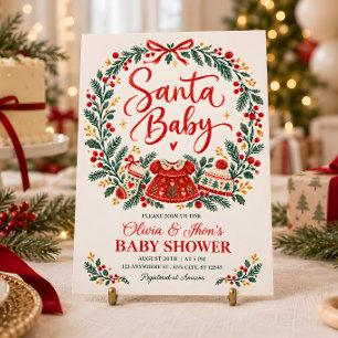 Invitación Santa Baby Navidad Folclore Baby Shower