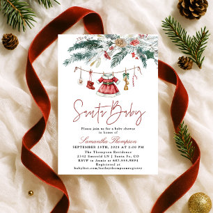 Invitación Santa Baby Navidad Invierno Niña Baby Shower