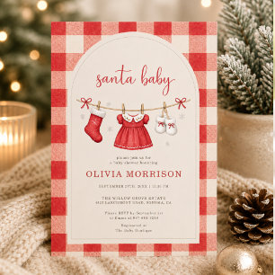 Invitación Santa Baby Ropa de Navidad para Baby Shower