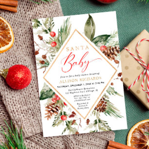 Invitación Santa Baby Rustic Winter Greeneration baby ducha