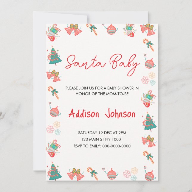Invitación Santa Baby Shower (Anverso)