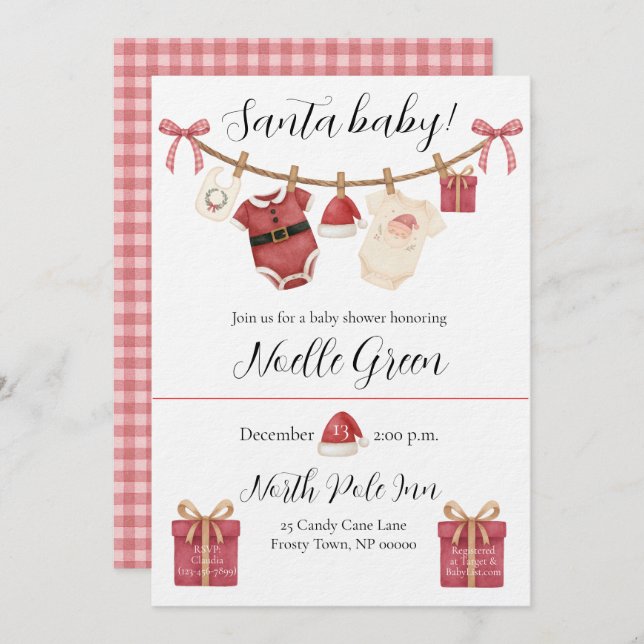 Invitación Santa Baby Shower Invitation (Anverso / Reverso)