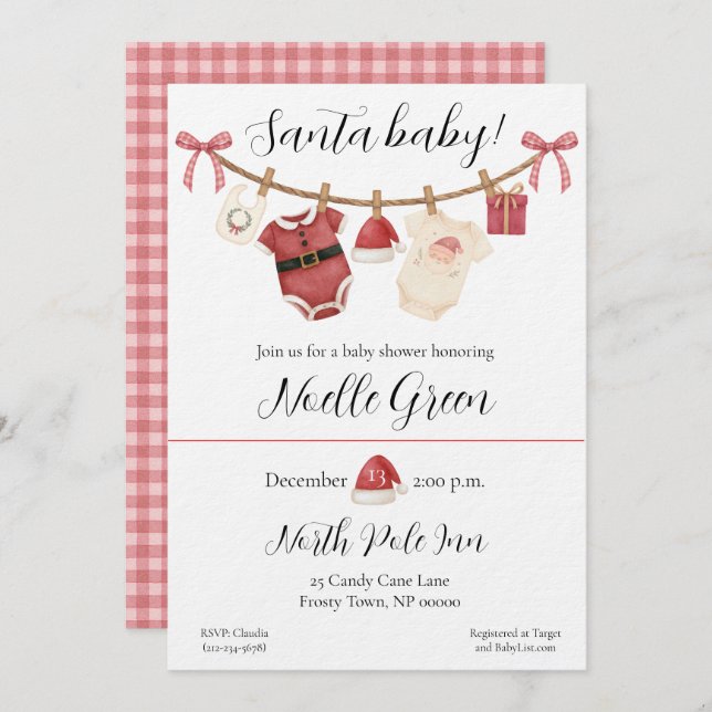 Invitación Santa Baby Shower Invitation (Anverso / Reverso)