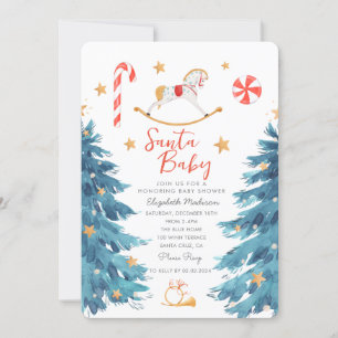 Invitación Santa Baby Watercolor Cute Baby Shower