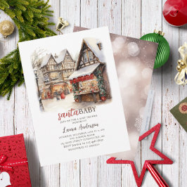 Invitación Santa Baby Watercolor Merry Christmas Baby Shower