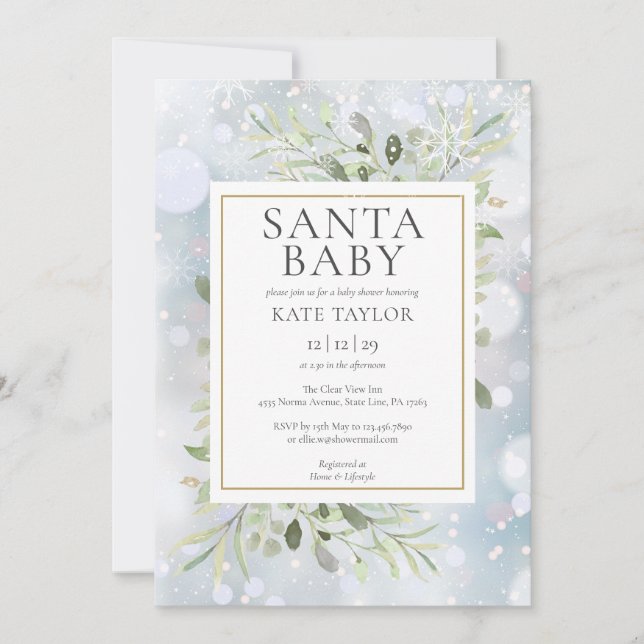 Invitación Santa Baby Winter Snow Baby Shower Invi (Anverso)
