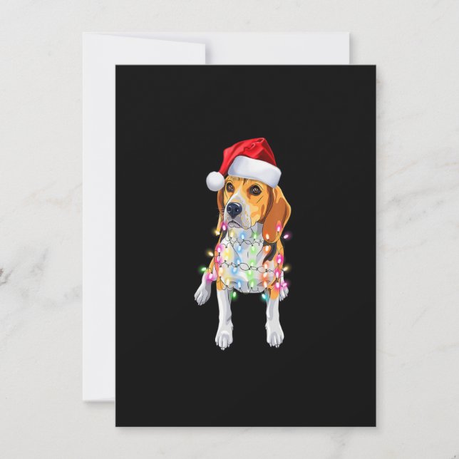 Invitación Santa Beagle Christmas Lights Christmas Dog Lover  (Anverso)