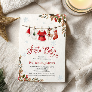 Invitación Santa Bebé Chica Baby Shower de Navidad