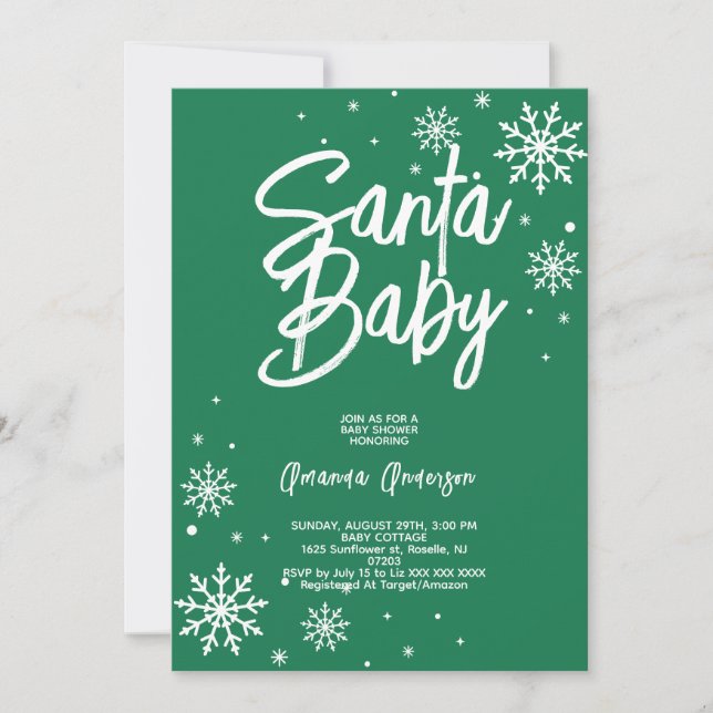 Invitación santa bebé cumpleaños de invierno de bebé (Anverso)