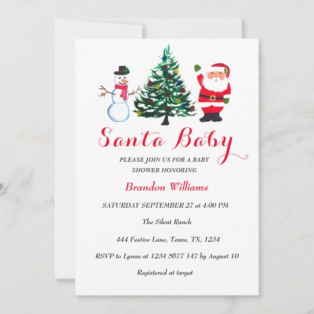 Invitación Santa Bebé Diciembre Bodega Roja (Anverso)