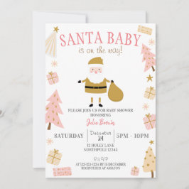 Invitación Santa Bebé está en camino, Navidades Baby Shower