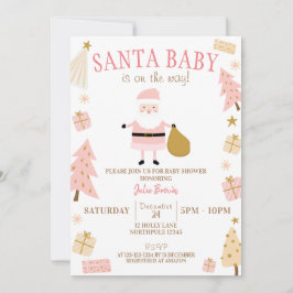 Invitación Santa Bebé está en camino, Navidades Baby Shower