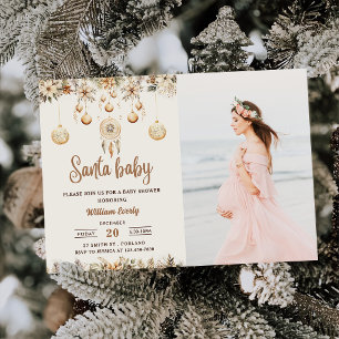 Invitación Santa Bebé Floral Navidad Baby Shower 