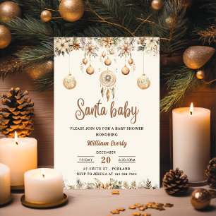 Invitación Santa Bebé Floral Navidad Fiesta de Revelación de