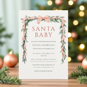 Invitación Santa Bebé Navidad Moderna Aquarela Baby Shower