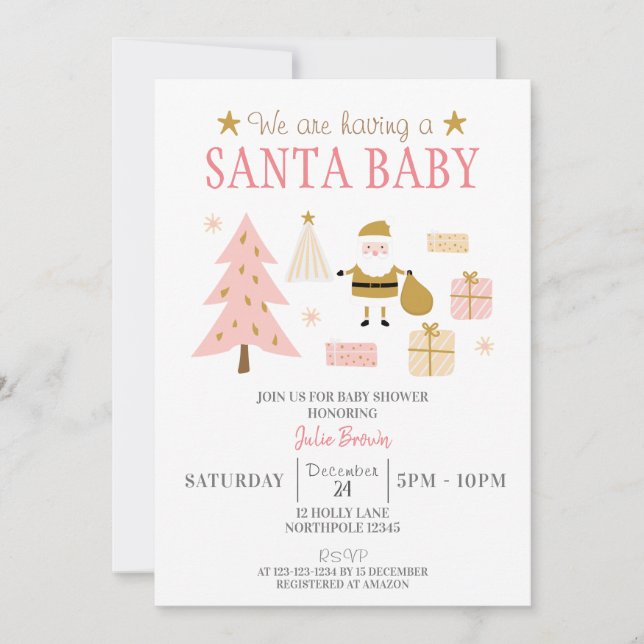 Invitación Santa Bebé, Navidades Bebé (Anverso)