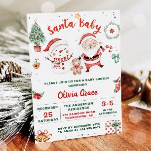 Invitación Santa Bebé Navidades Snowman Fiesta Baby Shower