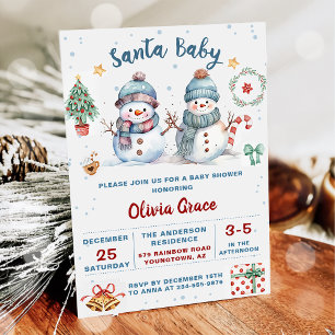 Invitación Santa Bebé Navidades Snowman Fiesta Baby Shower