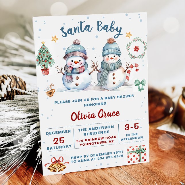Invitación Santa Bebé Navidades Snowman Fiesta Baby Shower (Subido por el creador)