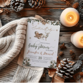 Invitación Santa Bebé Navidades Verde Red Winter Baby Shower